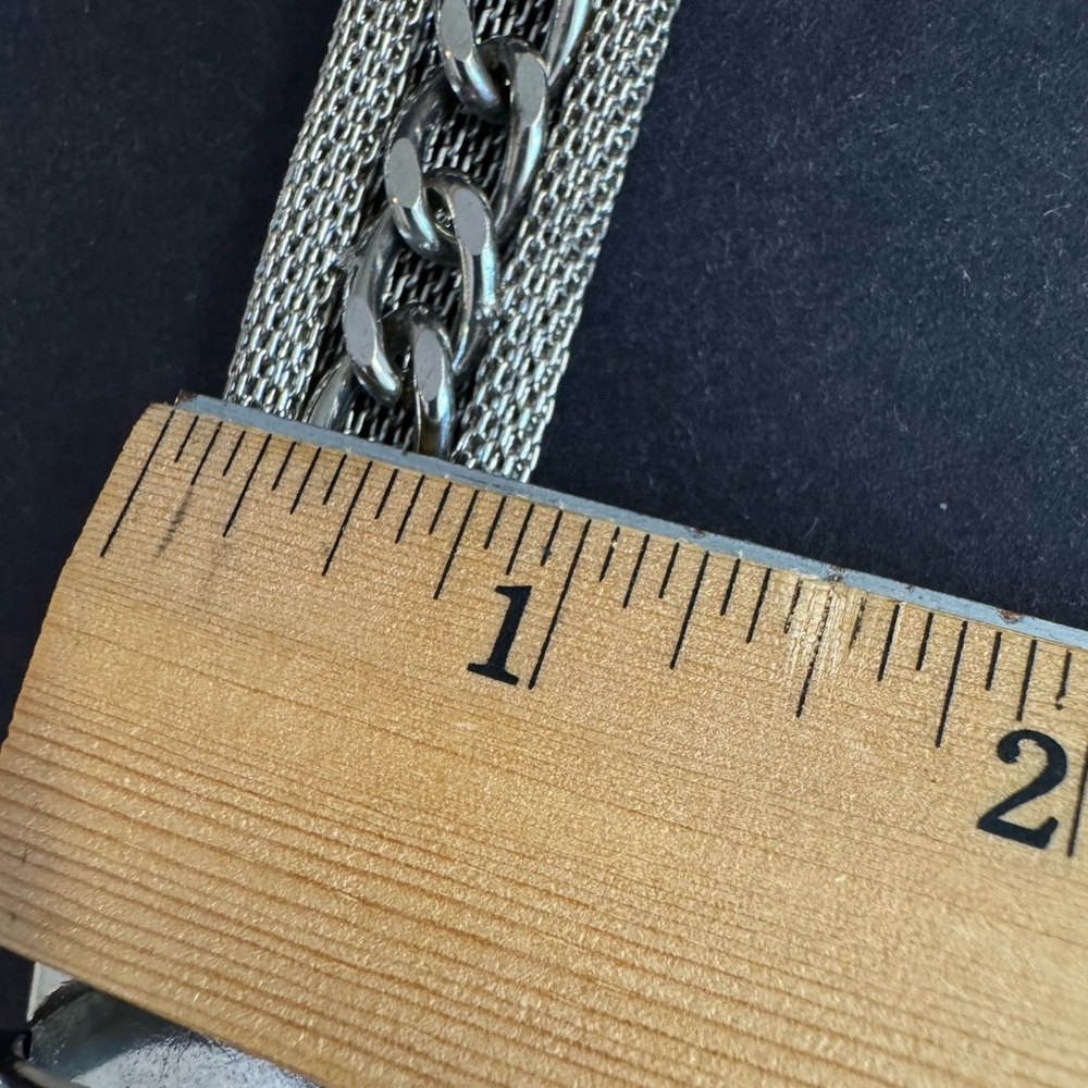 Vintage Heavy silver chain and mesh belt.Marked.Size XL 42” end to end. - Picture 8 of 12
